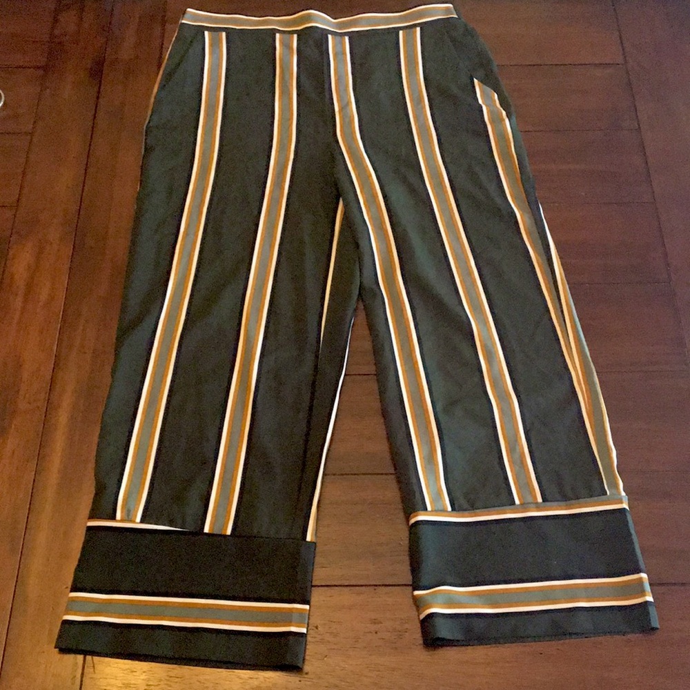 Sky and Sparrow Striped Wide Leg Capri Pants